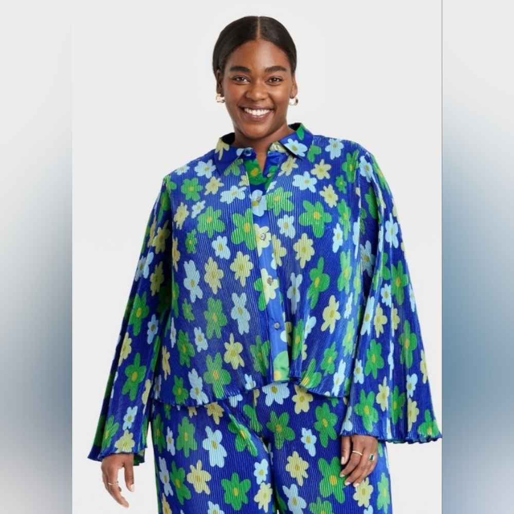 NWT 2X Women's Cropped Button-Down Shirt Target BHM Sammy B